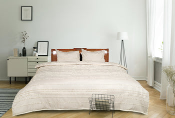 Uneven Stripe Beige and Brown Cotton Comforter Set